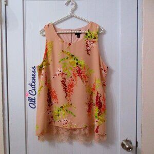 Worthington Floral Sleeveless Top Size L